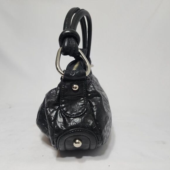 Guess Y2K Black Vegan Leather GGG Logo Embossed Mini Shoulder Hobo Bag Purse VTG - Picture 11 of 16